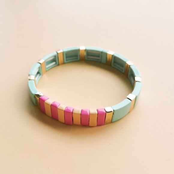 Roxanne Assoulin Rainbow Brite Collection. Gold Light Blue Pink Orange Stretch B - Picture 1 of 4